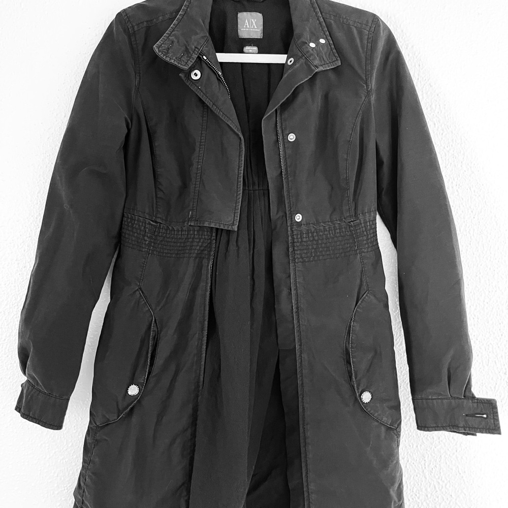A/X Armani Exchange Women's Black Long Trench Coat